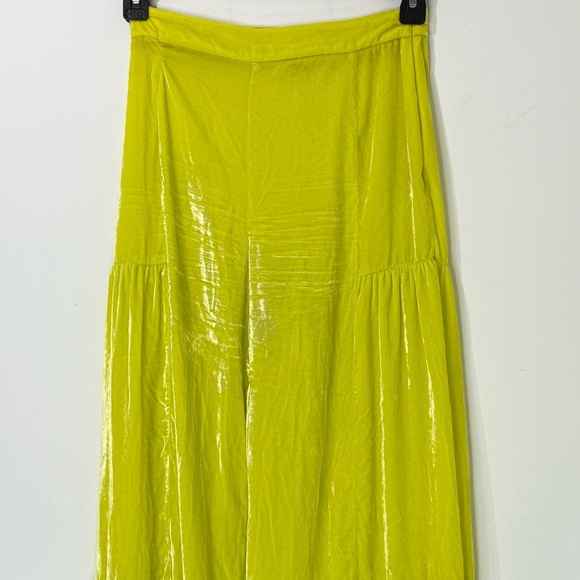 Free People Say La Vie Lime Green Velvet Wide-Leg Pants Size 2 - Picture 6 of 8